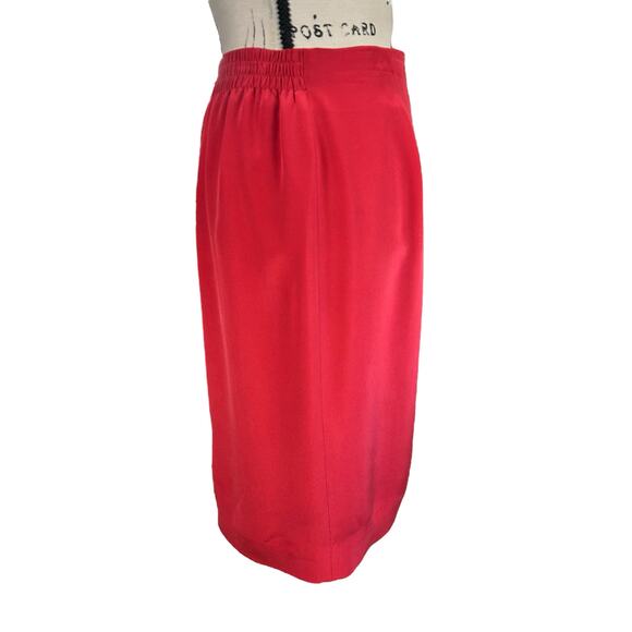Jones New York Silk Skirt Size 14 Red Side Zip Back Slit A-Line Lined Classic - Picture 3 of 10